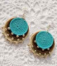 Boho turquoise crochet pendant and earrings
