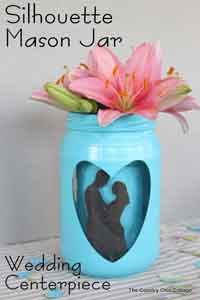 Silhouette Mason Jar Wedding Vase