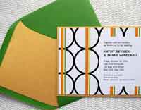 modern orange and green DIY wedding invitation