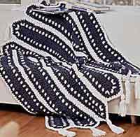 Blue and White Strip Afghan