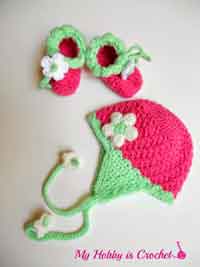 Blooming Strawberry Baby Hat and Booties