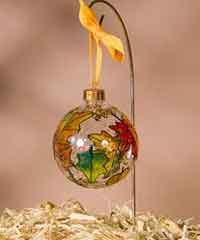 Leaves on Glass Ball Ornament