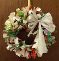 Recycled Wrapping Paper Wreath