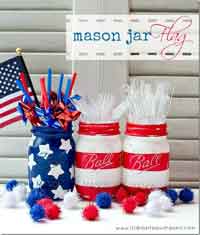 red, white & blue mason jars