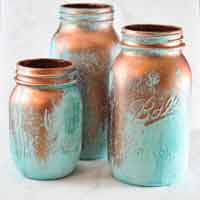 Mason Jars With A Blue Patina
