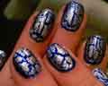 Blue and Silver Crackle Nails
