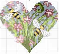 Spring Flower Heart Cross Stitch Chart