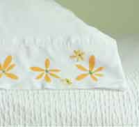 Embroidered and Stenciled Lazy Daisy Pillowcases