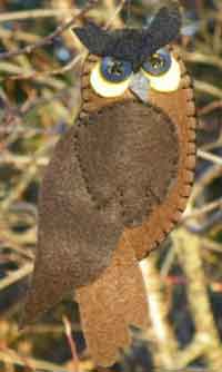 Great Horned Owl Felt Ornament