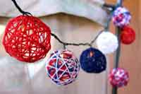 Patriotic Red, White and Blue Yarn String Lights Tutorial