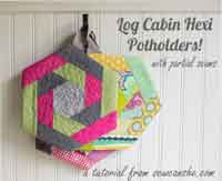 Log Cabin Hexi Potholder