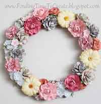 Floral Wreath with Paper Flowers 
