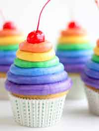 Rainbow Frosting Cupcakes