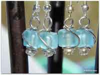 Sea Glass Wire Wrapped Earrings