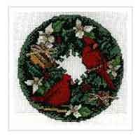 X-stitch Christmas Cardinal Wreath