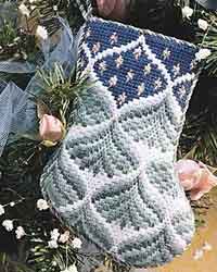 Bargello Pine Trees Stocking - needlepoint